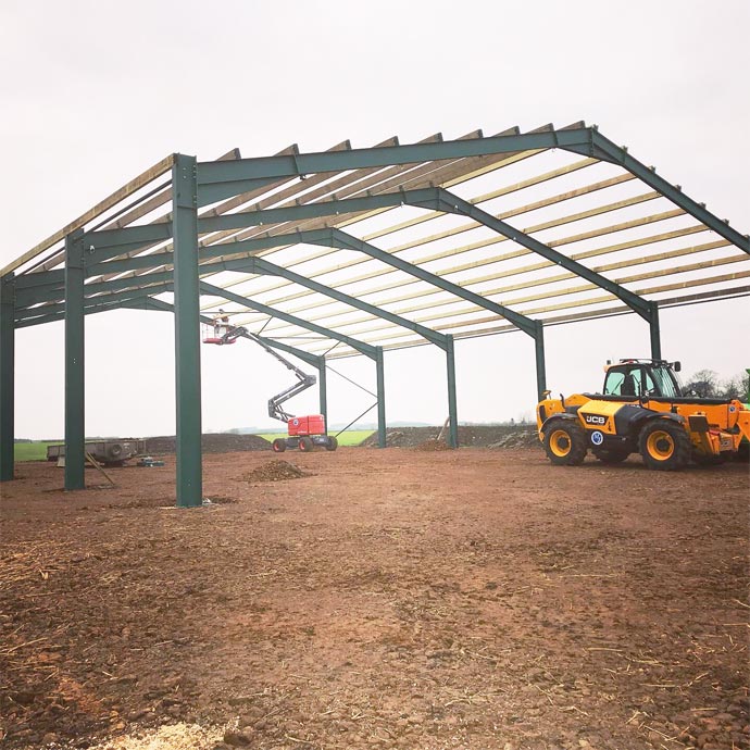 Steel framed barn construction Warwickshire