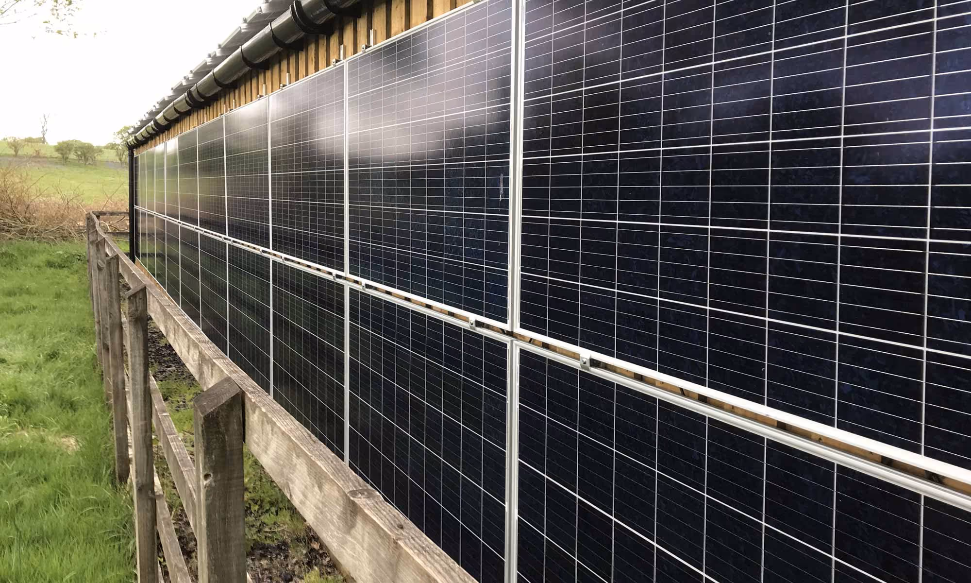 Solar panels installed on an agricultural building